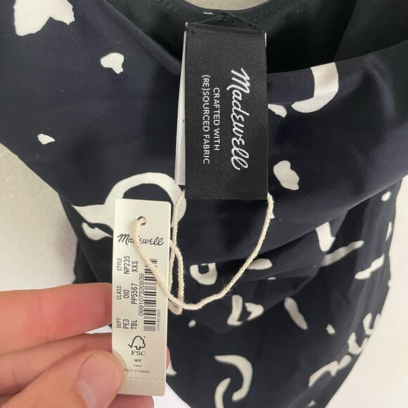 Madewell Scoop Neck One Piece Abstract Summer Trendy Swimsuit US Women's XXS New - Picture 4 of 6